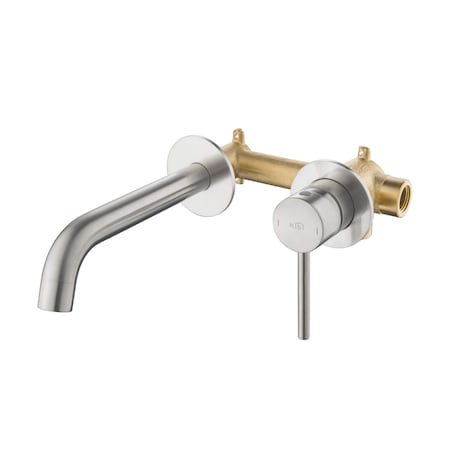 Kibi Circular Single Handle Wall Mounted Bathroom Sink Faucet, Brushed Nickle KBF1023BN